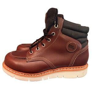 Hanwag Torsby Lady Brown Leather Moc Toe Boots Vibram Sole Made in Germany Sz 8